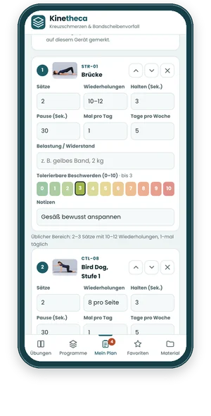 Plattform auf dem Smartphone: Dosierung für die Übung Brücke